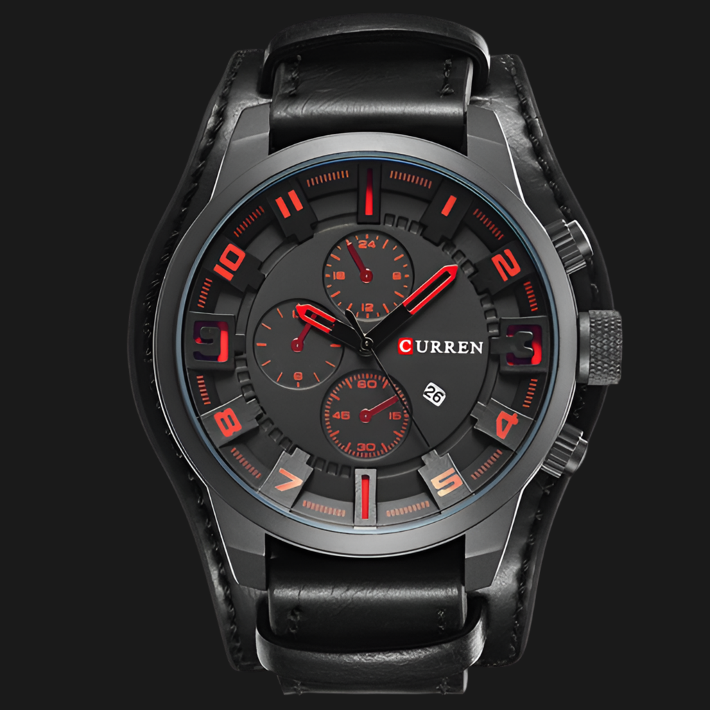 Mens Watches Military Sports Men Watch Quartz Date Clock Casual Leather Wrist Watch Relog