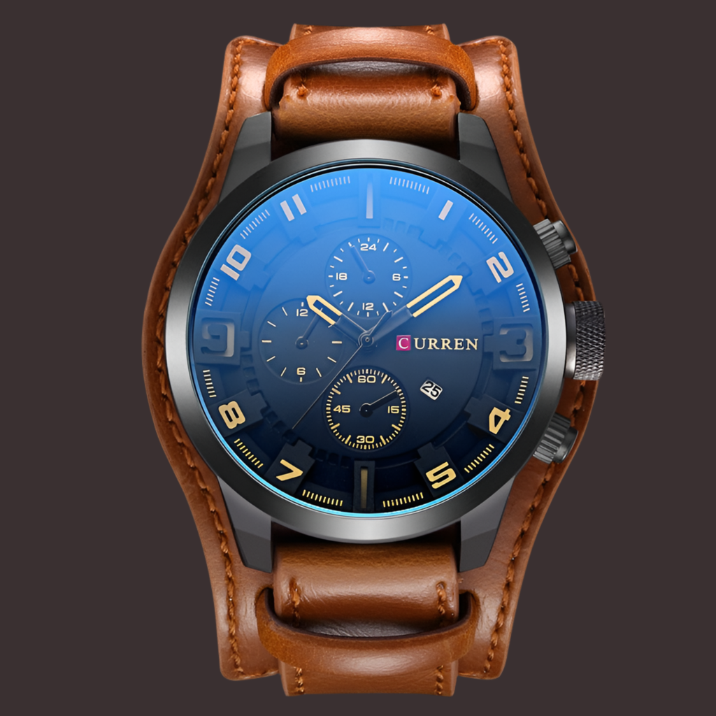 Mens Watches Military Sports Men Watch Quartz Date Clock Casual Leather Wrist Watch Relog