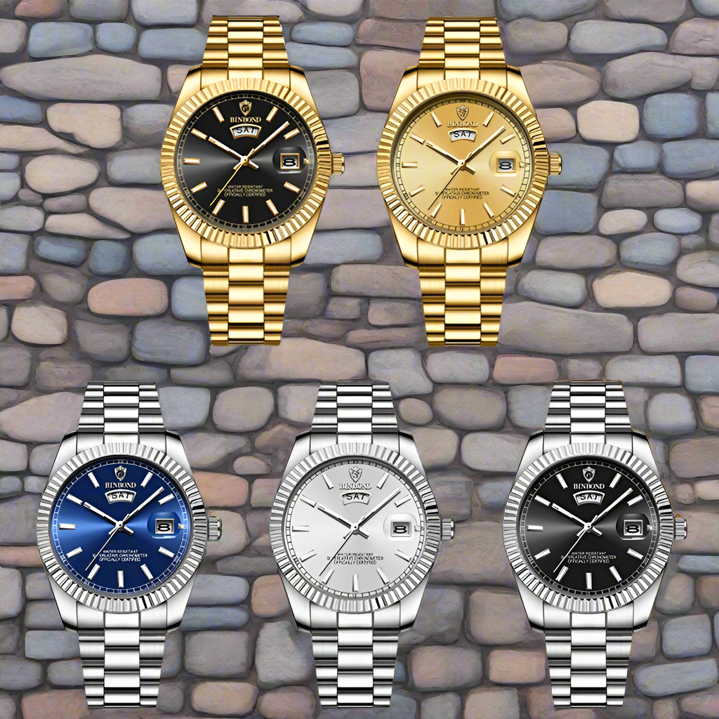 Mens Fashion Business Sports Quartz Watch 30M Waterproof Luminous Classic Calendar Creative Clock Mens Wristwatch BINBOND