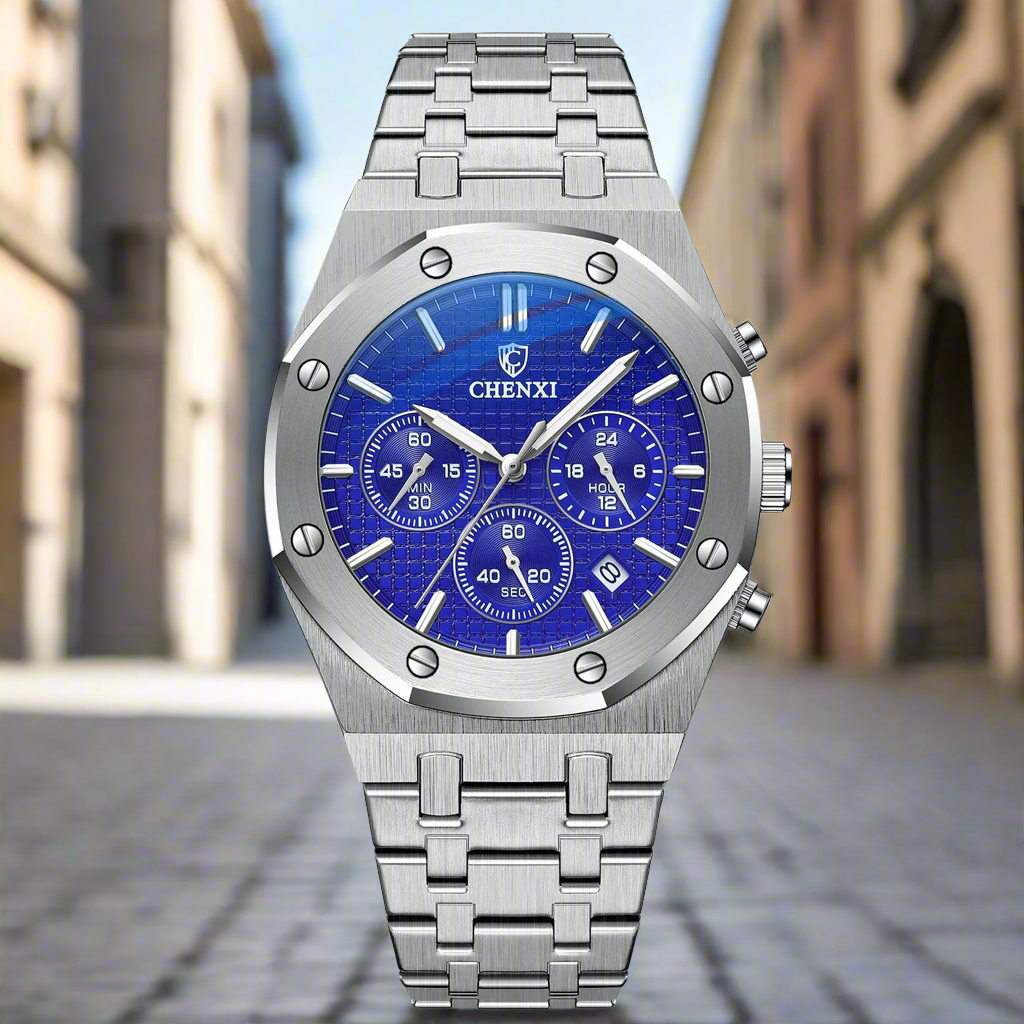 Luxury Business Man Watch High Quality Chronograph Moon Phase Quartz Watches Original Waterproof Clock Male