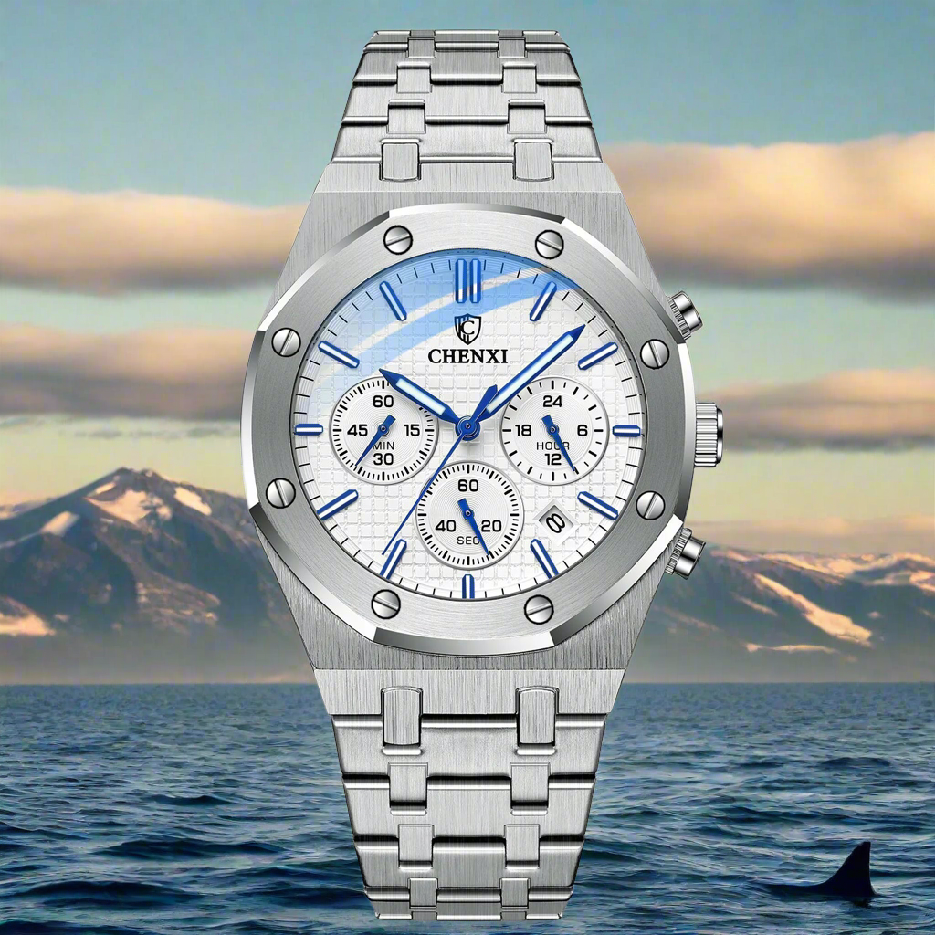 Luxury Business Man Watch High Quality Chronograph Moon Phase Quartz Watches Original Waterproof Clock Male