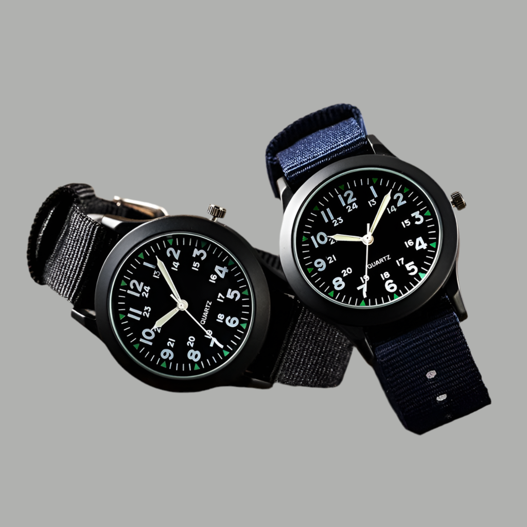 Children Boys Girls 24hours Canvas Luminous Pointer Quartz Wristwatches Kids Students Waterproof Watches for Girls Boys