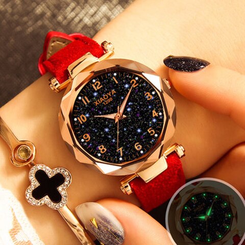 Women Watches Star Sky Dial Clock Luxury Rose Gold Women's Bracelet Quartz Wrist Watches New