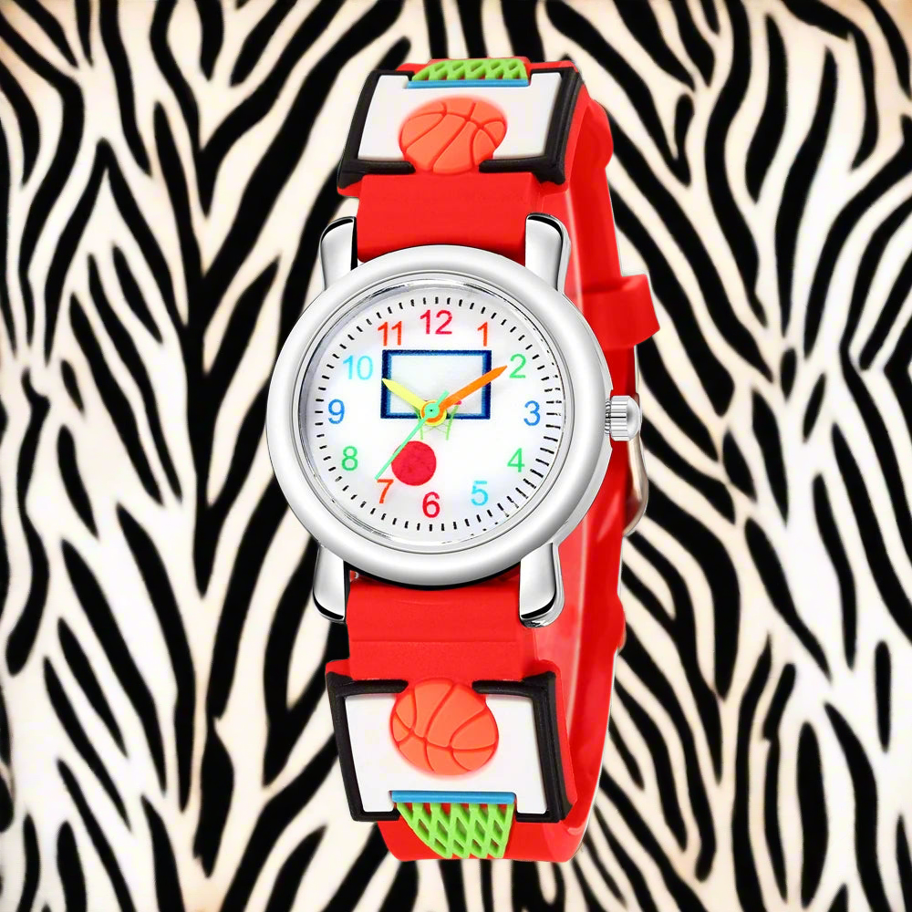 Kids Colors Basketball pattern Watch For Primary school student Soft Wristwatch