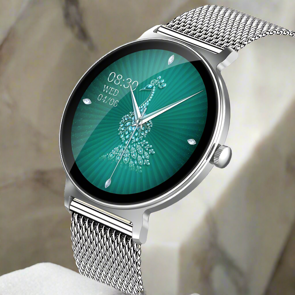 Fashion 1.27inch AMOLED Women's Smart Watch Always Display Time Smartwatch Ladies Heart Rate Monitor BT Call Waterproof Bracelet