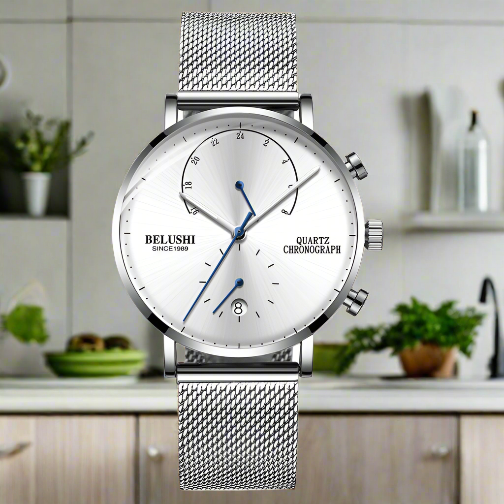 Quartz Watch Men Watches Modern Chronograph Men Watch Leather Strap Watches Man Imitation Luxury Men'S Sports Watch