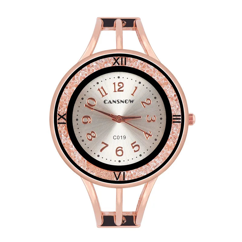 CANSNOW New Women's Watch Bangle Fashion Wristwatch Quartz Woman Casual Rhinestone Ladies Bracelet Relogio Clock montre femme