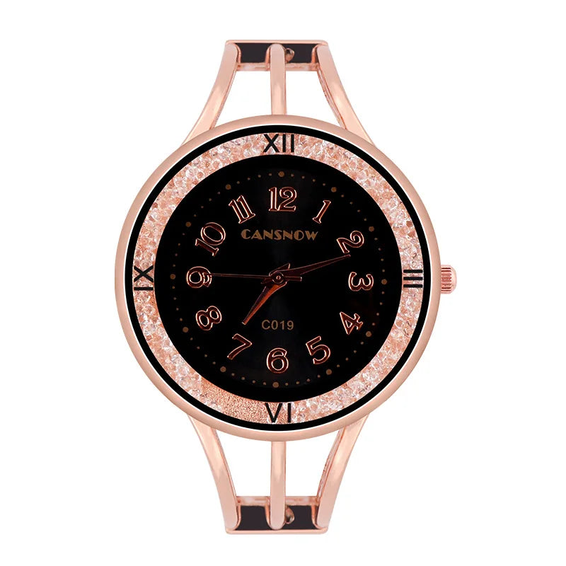CANSNOW New Women's Watch Bangle Fashion Wristwatch Quartz Woman Casual Rhinestone Ladies Bracelet Relogio Clock montre femme