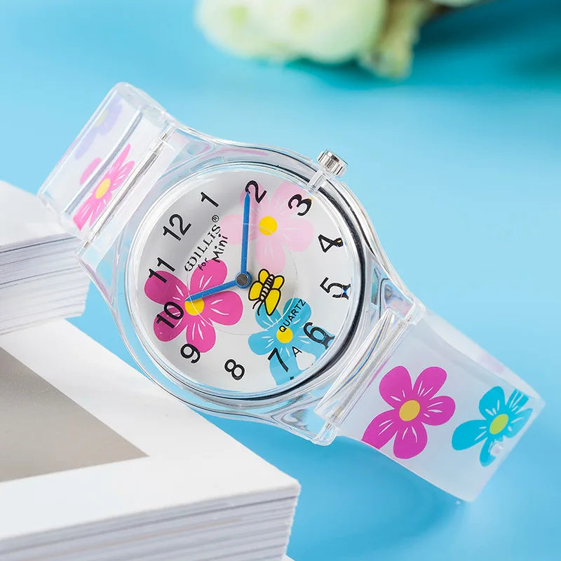 High quality summer new brand children students fashion quartz watches kids soft waterproof sports flowers animals wristwatches