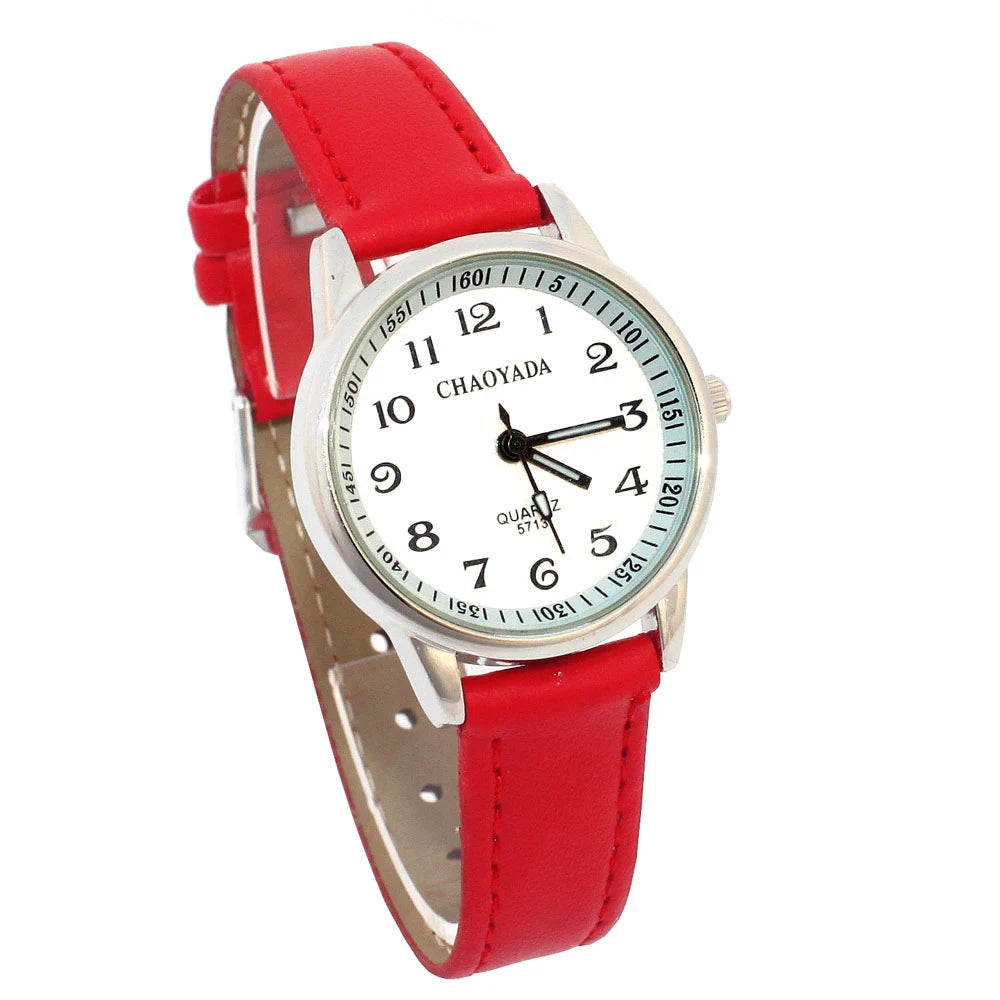 Child Watches Girl Leather Strap Learn Time Kids Watch Students Quartz Wristwatch Casual Fashion Children's Gifts
