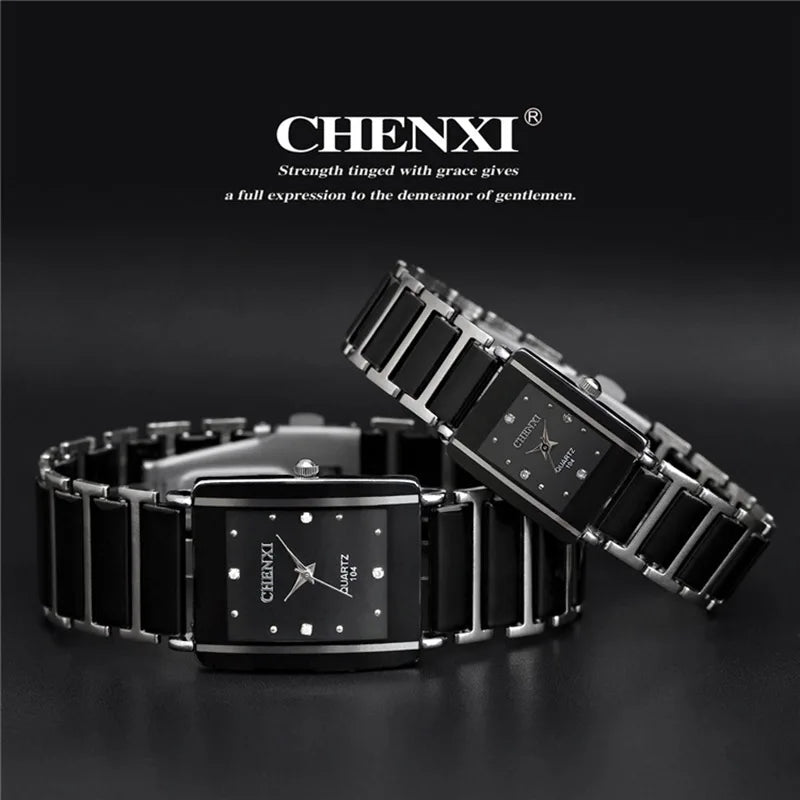 Brand Ladies Watch Elegant Black Ceramics Simple Minimalism Small Narrow Quartz Casual Women Clock Rhinestone Wristwatch
