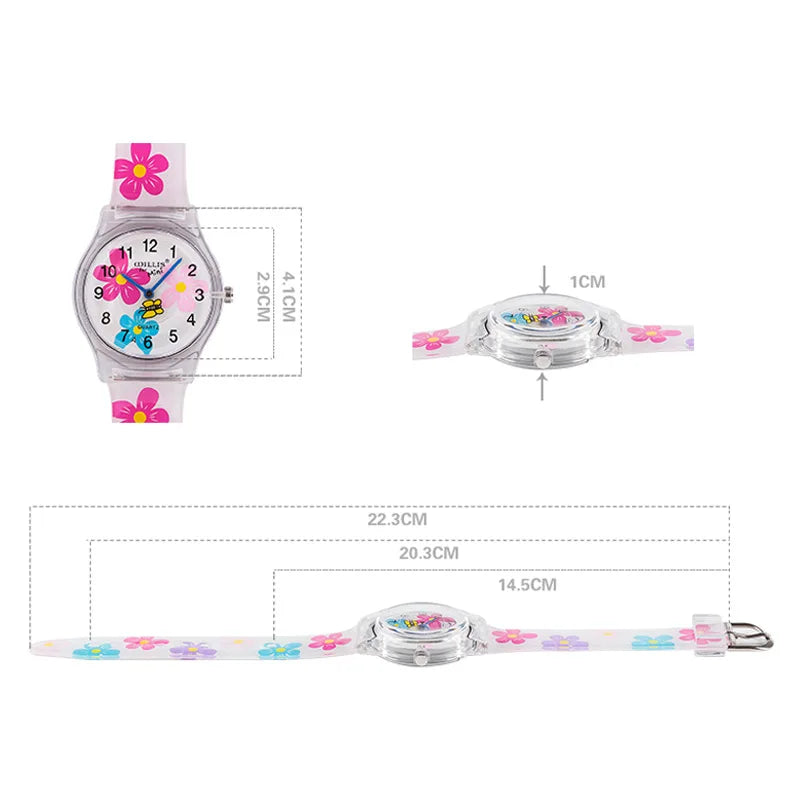 High quality summer new brand children students fashion quartz watches kids soft waterproof sports flowers animals wristwatches