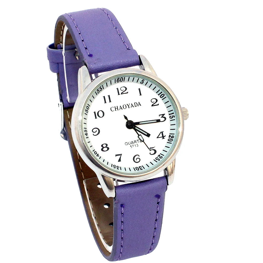 Child Watches Girl Leather Strap Learn Time Kids Watch Students Quartz Wristwatch Casual Fashion Children's Gifts