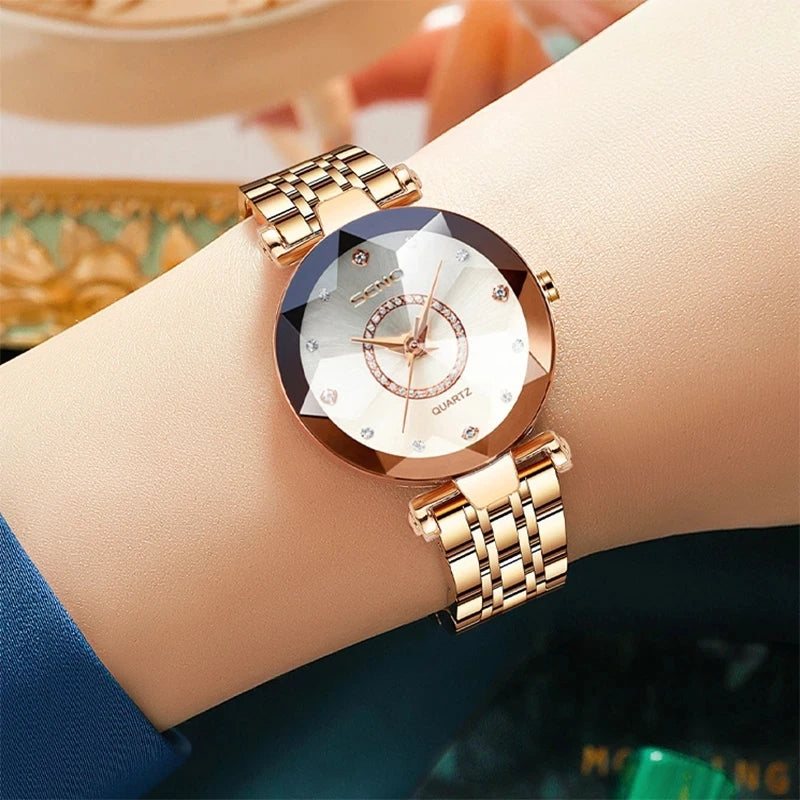 Oceanic Star Women Crystal Watch 2025 Top Brand Luxury Rose Gold Women Bracelet Watch For Ladies Wrist Watch Relogio