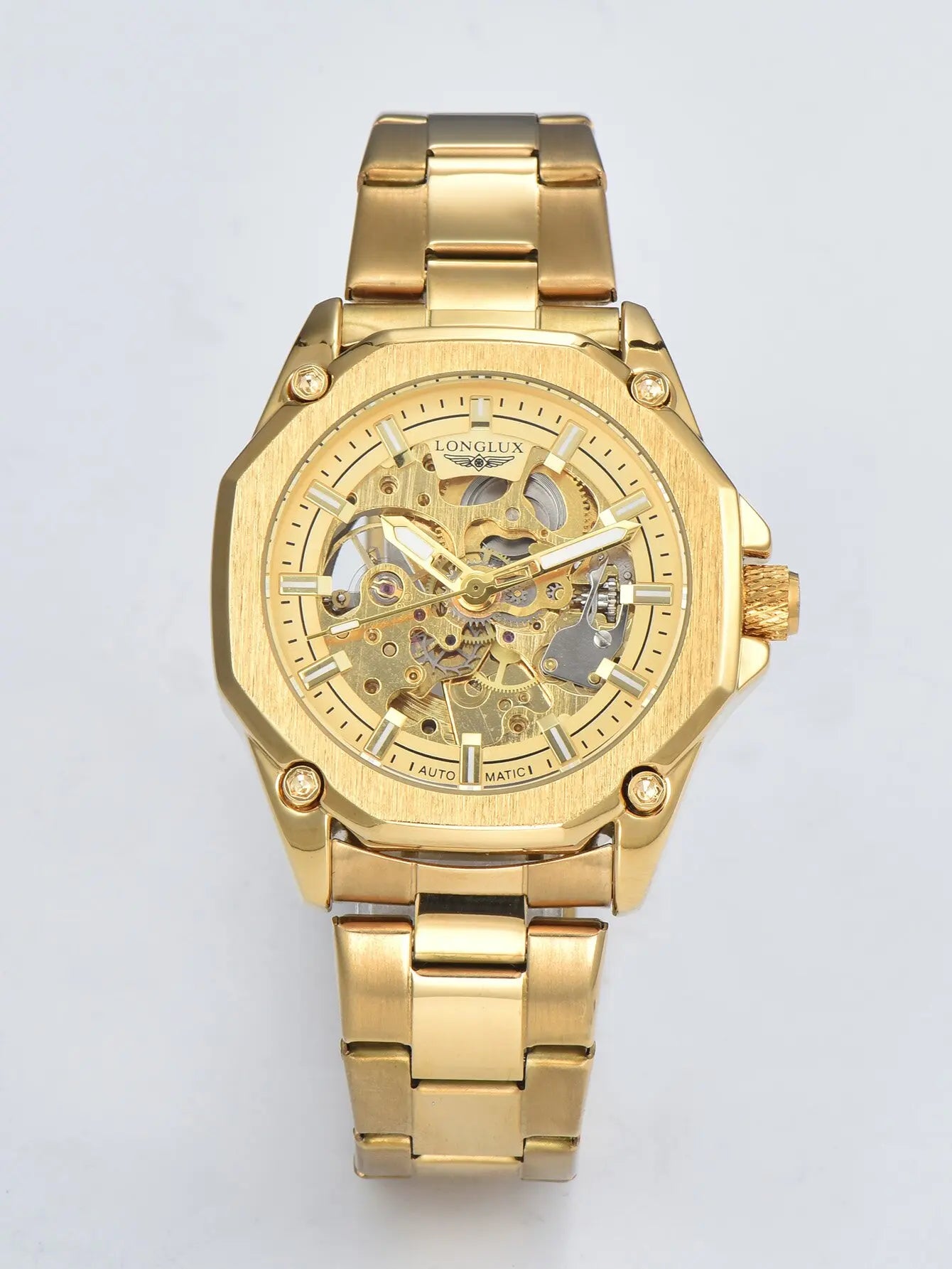 LONGLUX Men automatic mechanical watch luxury watches waterproof skeleton sport style fashion wholesale stainless steel gift