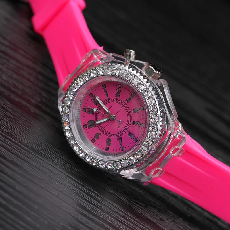 Fashion Promotion Luminous LED Light Men Quartz Watch Ladies Women Silicone Kids Wristwatch Feminino Relojes