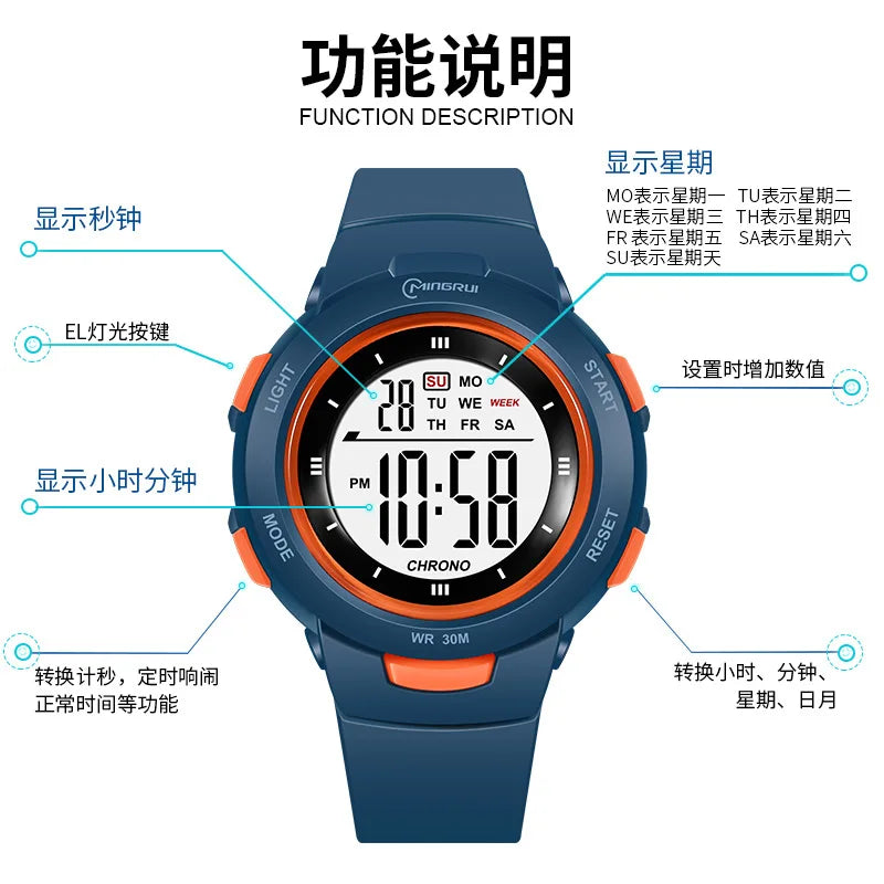 Kids Watches Fashion Luminous Waterproof Alarm Clock Smart Watches Boys and Girls Student Electronic Watch Gift