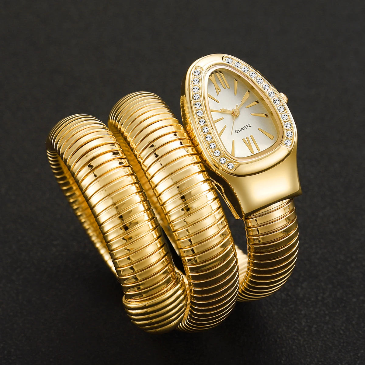 1pcs Women's Snake Watch Creative Fashion Trend Winding Snake Quartz Bracelet Watch Men Women Unisex Watch ( Box Not Included)