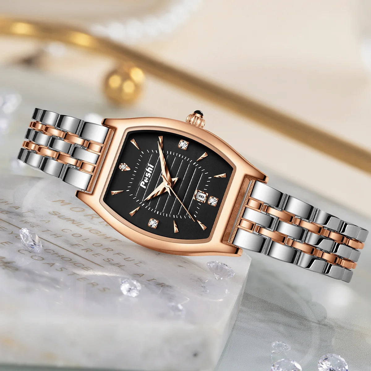 Fashion Elegant Lady Wristwatch Quartz Watches Alloy Strap With Date Original Clock