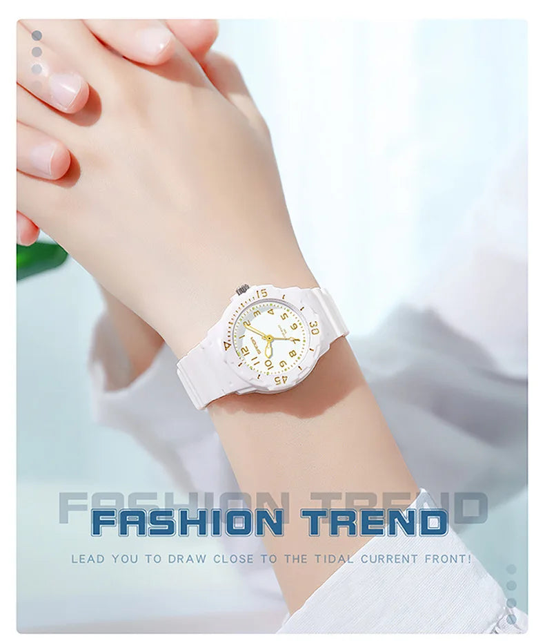 Kids Watch Fashion Trend Outdoor Sports Fresh 50M Waterproof PU Soft Female Middle School Student Youth Clock Watches