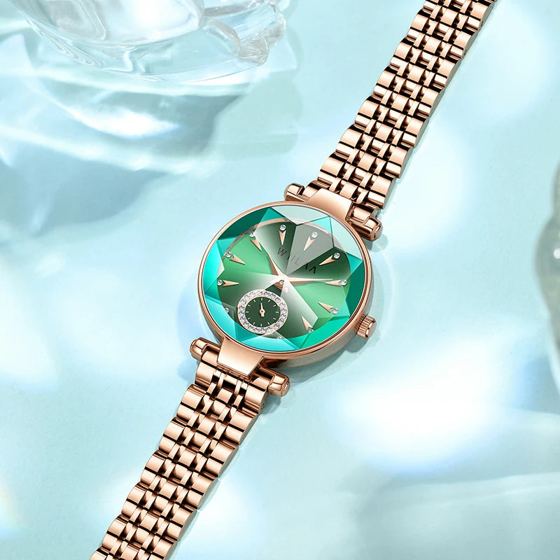 Women Watches For Ladies Wrist Watches Green Stainless Steel Quartz Wristwatches
