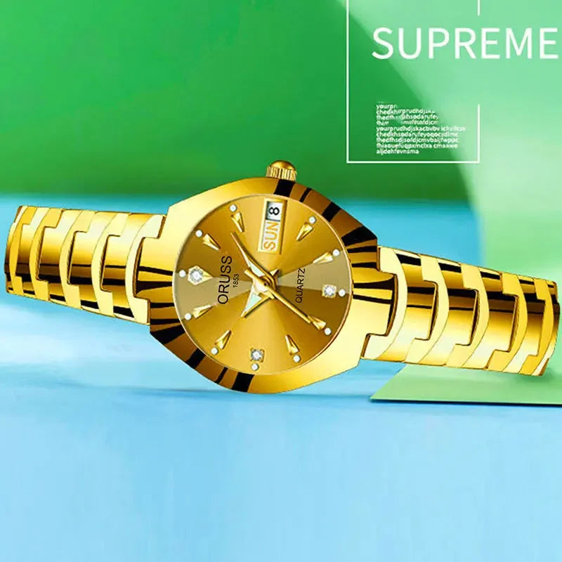 Casual Womens Quartz Watches Luxury Fashion Wristwatch Stainless Steel Date Week 30M Waterproof Womens Wristwatch