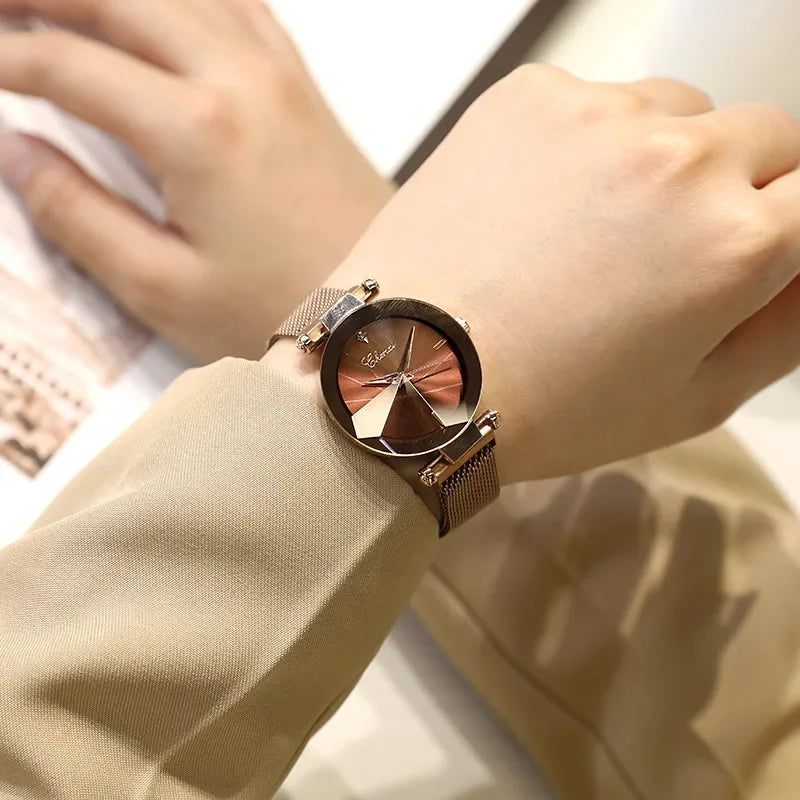 New Hot  Season Waterproof Ladies/Women Fashionable Watch Band Simple Design Versatile Net Strap Small Dial Elegant Gift Mechanica