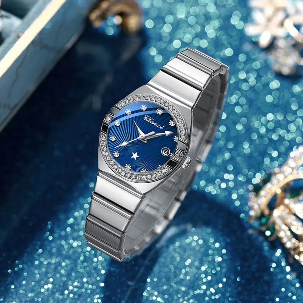 New Women Watch Round Quartz Diamond-Studded Wristwatch Date Luminous Waterproof Stainless Steel Watch Ladies Gift Relojes Para