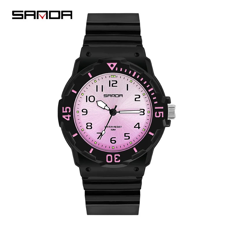 Kids Watch Fashion Trend Outdoor Sports Fresh 50M Waterproof PU Soft Female Middle School Student Youth Clock Watches
