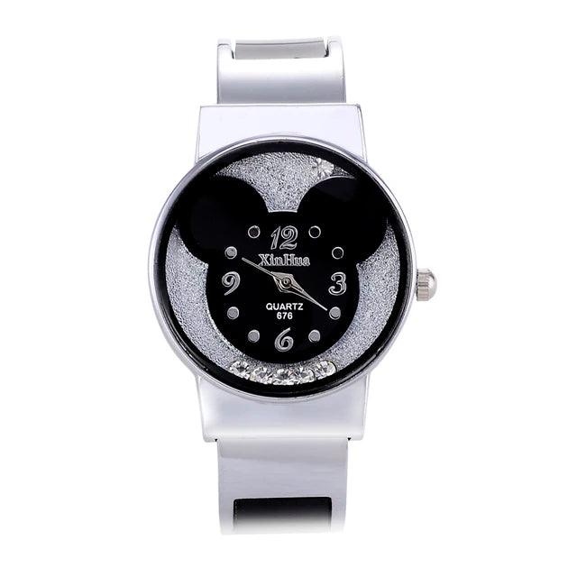 Children's Quartz Watch For  Mickey Mouse Cartoon Stainless Steel Bracelet  Kids Student Boy Girl Cute Wristwatches Clock Gift