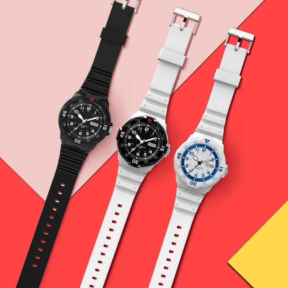 Fashion sports student watch casual night light clock 50m waterproof multifunctional male and female quartz watch dial rotatable