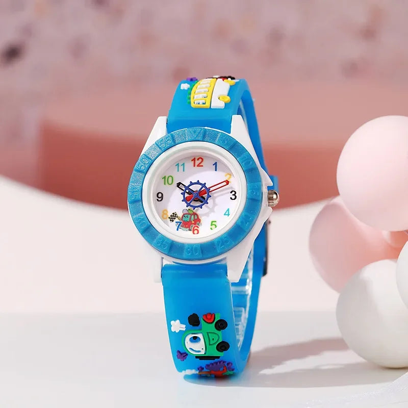 Fun Cartoon Car Themed Kids  Watches Cartoon Watches Silicone Quartz Wristwatch Birthday Gift Kid Girl Boy Watch Reloj