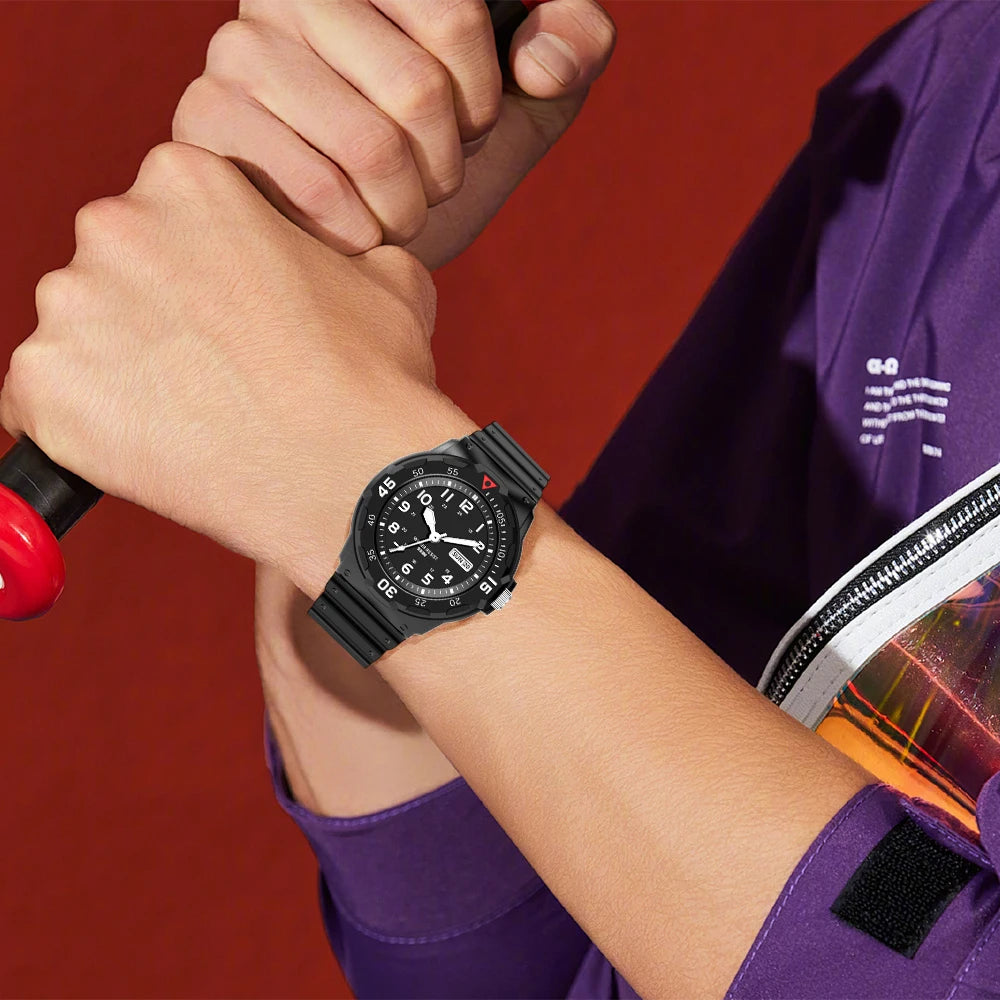 Fashion sports student watch casual night light clock 50m waterproof multifunctional male and female quartz watch dial rotatable