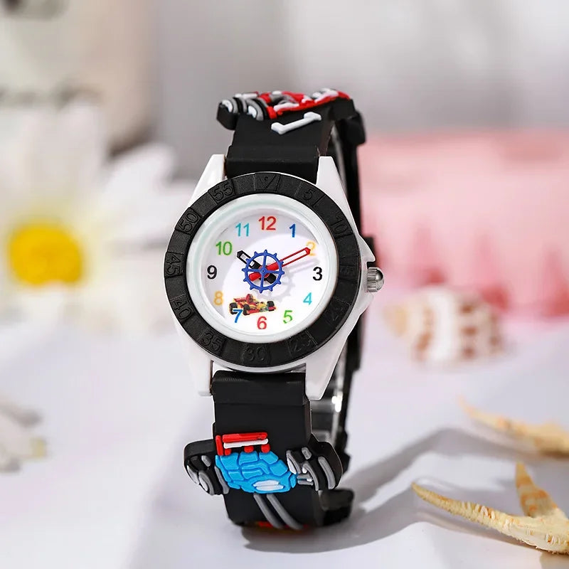 Fun Cartoon Car Themed Kids  Watches Cartoon Watches Silicone Quartz Wristwatch Birthday Gift Kid Girl Boy Watch Reloj