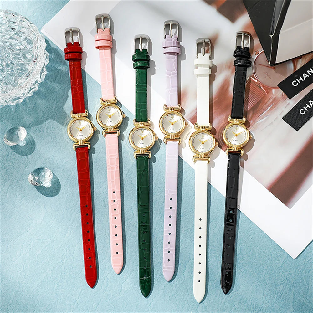 Ladies Fashion 2025 New Small Simple Diamonds Quartz Watch Business White Leather Women's Dress Clock Gift Wristwatch