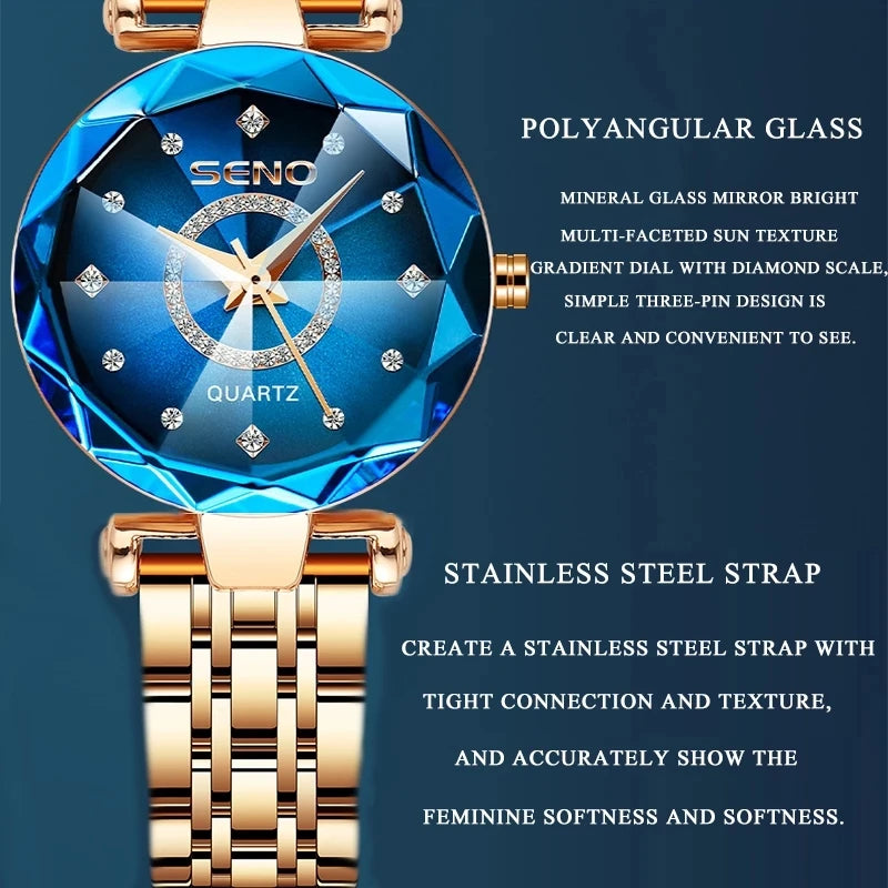 Oceanic Star Women Crystal Watch 2025 Top Brand Luxury Rose Gold Women Bracelet Watch For Ladies Wrist Watch Relogio