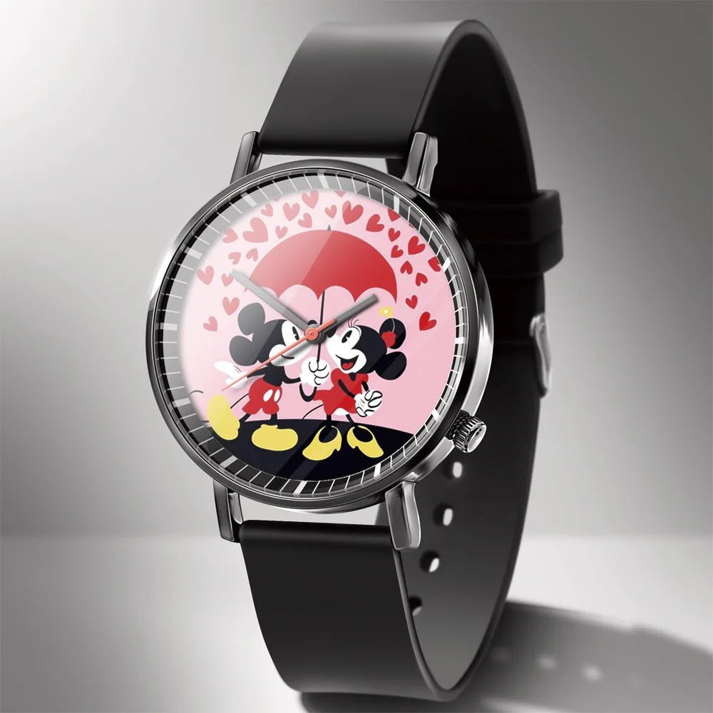 Disney Mickey Minnie Mouse Girl  Boy Children's Kids Watch Women Cute Male Female Couple Wrist Watches Birthday Gifts