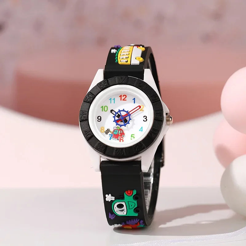 Fun Cartoon Car Themed Kids  Watches Cartoon Watches Silicone Quartz Wristwatch Birthday Gift Kid Girl Boy Watch Reloj