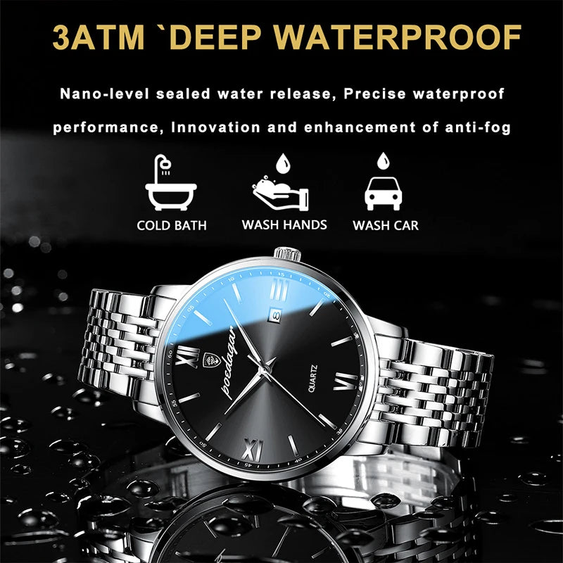 Luxury Sports Men's Wristwatch Stainless Steel Waterproof Date Man Watch High Quality Casual Fashion Quartz Men Watches poedagar