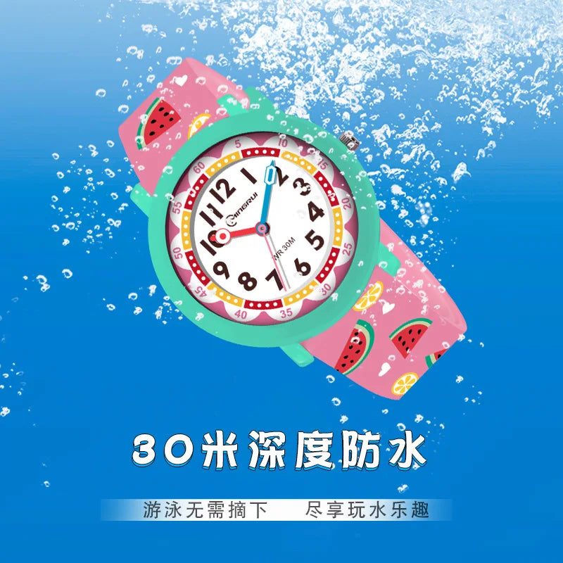 Kids Watch Cute Dolphin Cartoon Quartz Waterproof Silent Outdoor Sports Glow Rubber Boys' Watch Girls' Watch Childhood Clock