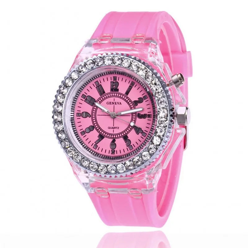 Fashion Promotion Luminous LED Light Men Quartz Watch Ladies Women Silicone Kids Wristwatch Feminino Relojes