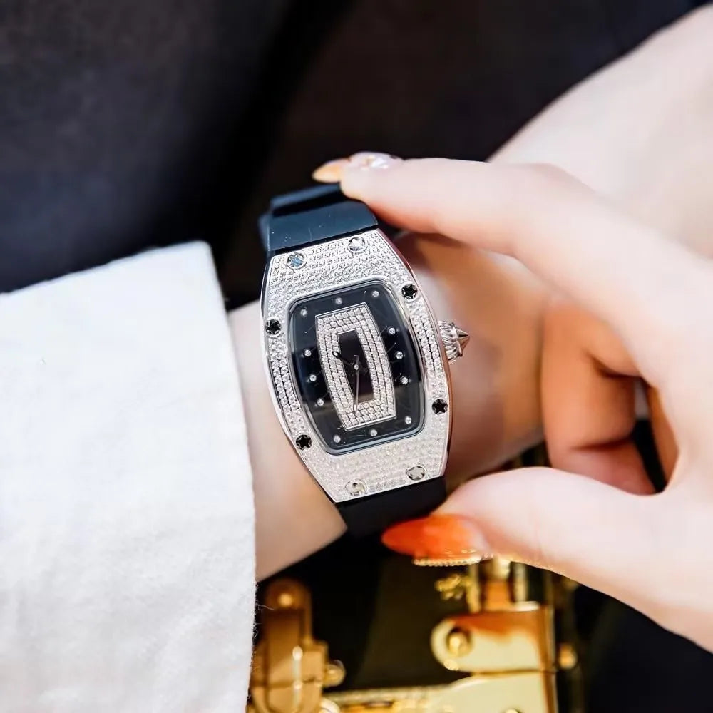 Top New Fashion Women Luxury Tonneau Watches Womens Crystal Silicone Jelly Quartz Watch Gift Relogio Feminino Ladies Wristwatch