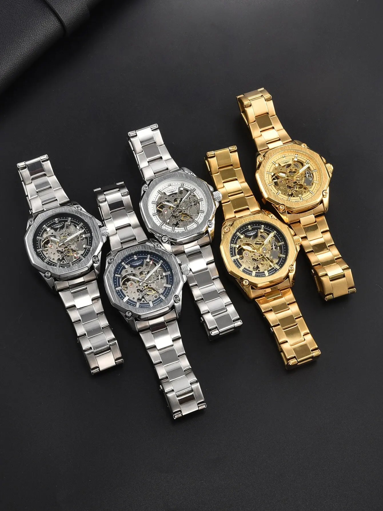 LONGLUX Men automatic mechanical watch luxury watches waterproof skeleton sport style fashion wholesale stainless steel gift