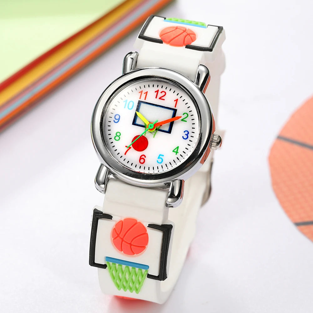 Kids Colors Basketball pattern Watch For Primary school student Soft Wristwatch