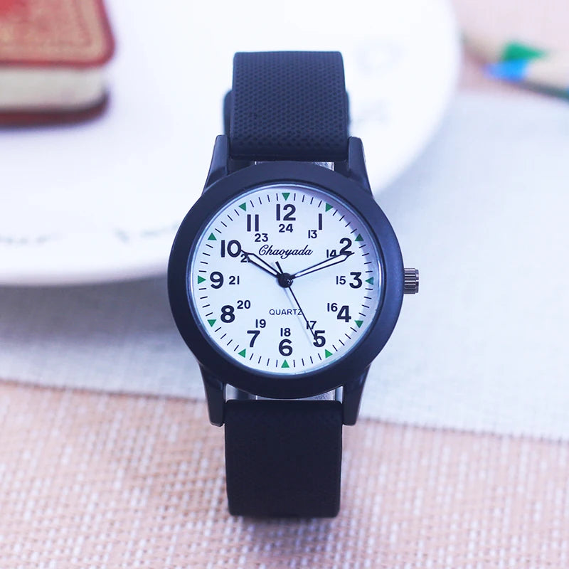 New Style Children Boys Girls Simple 24 Hours Luminous Hands Sports Silicone Strap Watches Jelly Colors Quartz Wristwatches