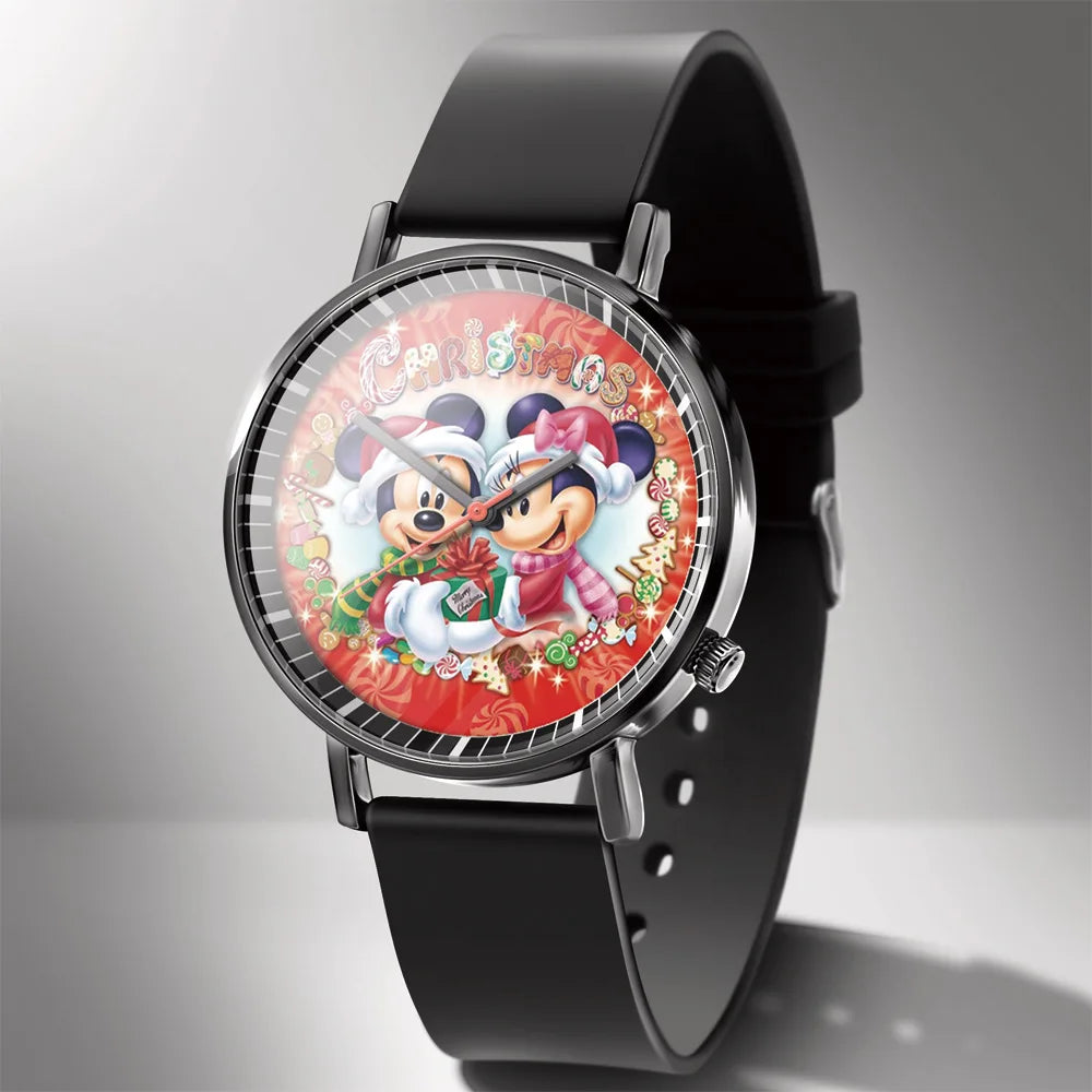 Disney Mickey Minnie Mouse Girl  Boy Children's Kids Watch Women Cute Male Female Couple Wrist Watches Birthday Gifts