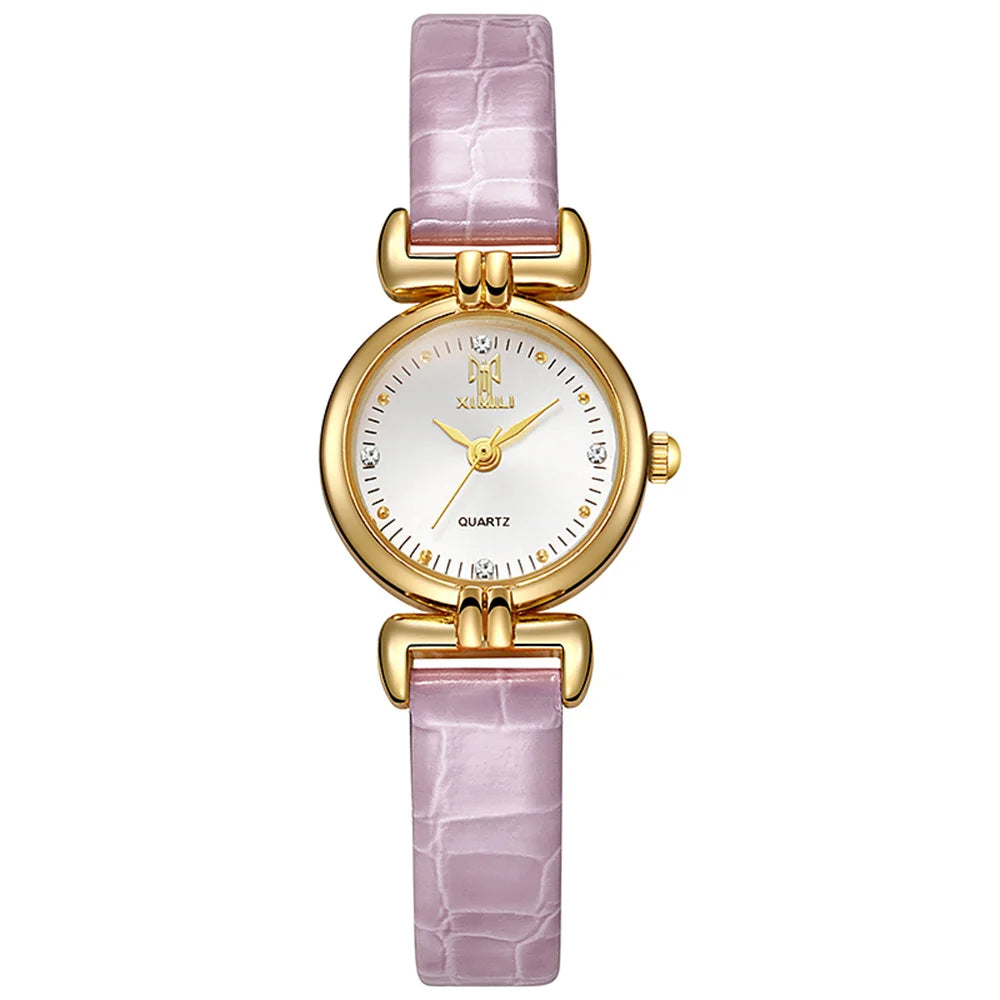 Ladies Fashion 2025 New Small Simple Diamonds Quartz Watch Business White Leather Women's Dress Clock Gift Wristwatch