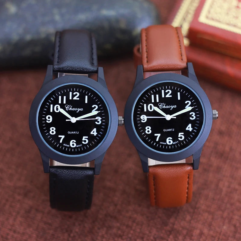 2024 new simple fashion leather strap watches for woman man children boys young students 12hours quartz waterproof watches clock