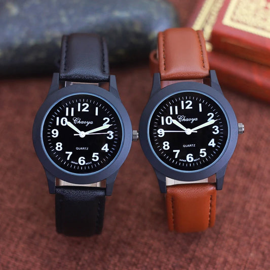 2024 new simple fashion leather strap watches for woman man children boys young students 12hours quartz waterproof watches clock