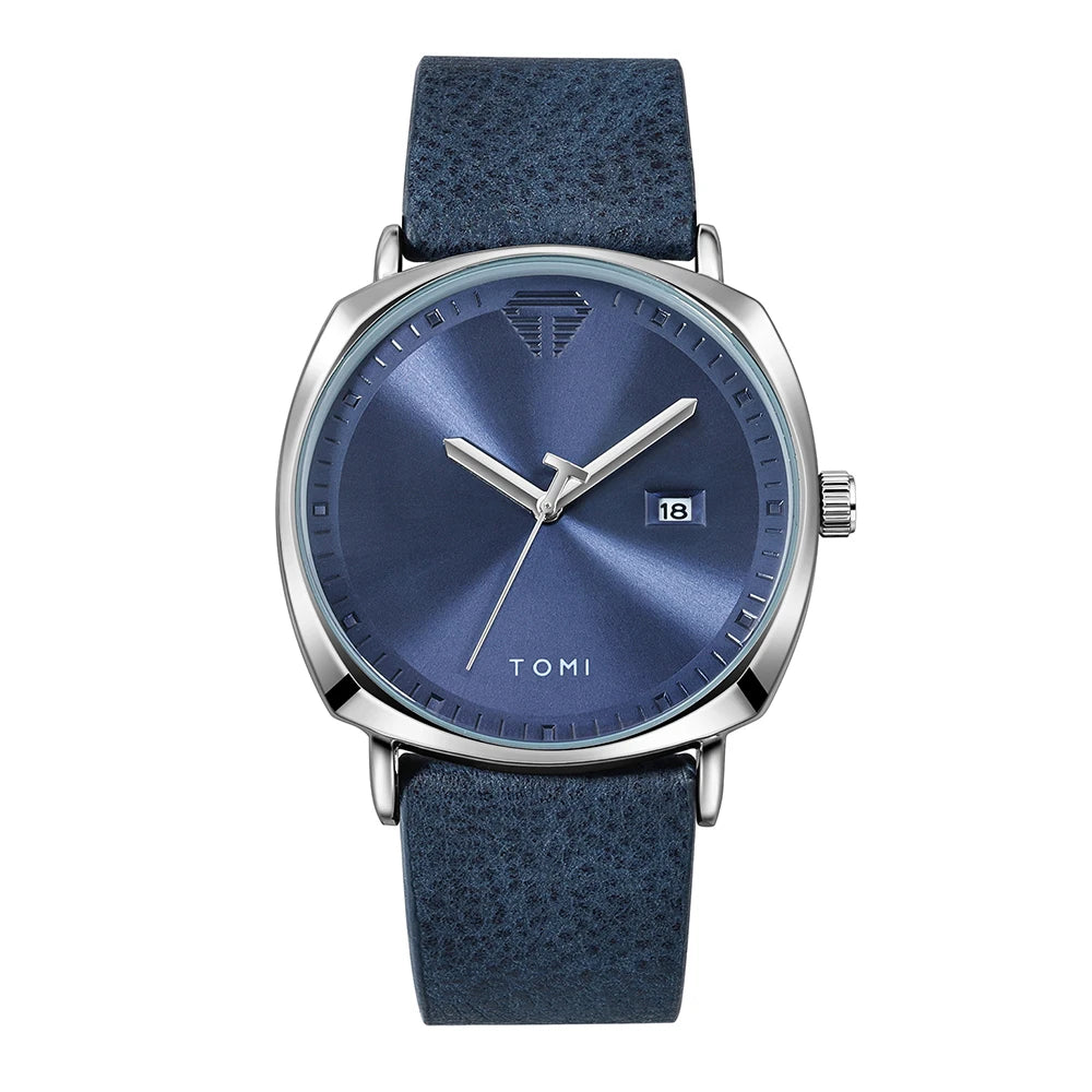 TOMI Men's Watch Minimalist Fashion Sports Watch Calendar Leather Casual Quartz Watch
